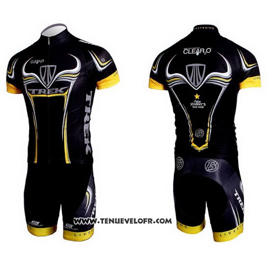 2009 Maillot Ciclismo Trek Noir et Jaune Manches Courtes et Cuissard